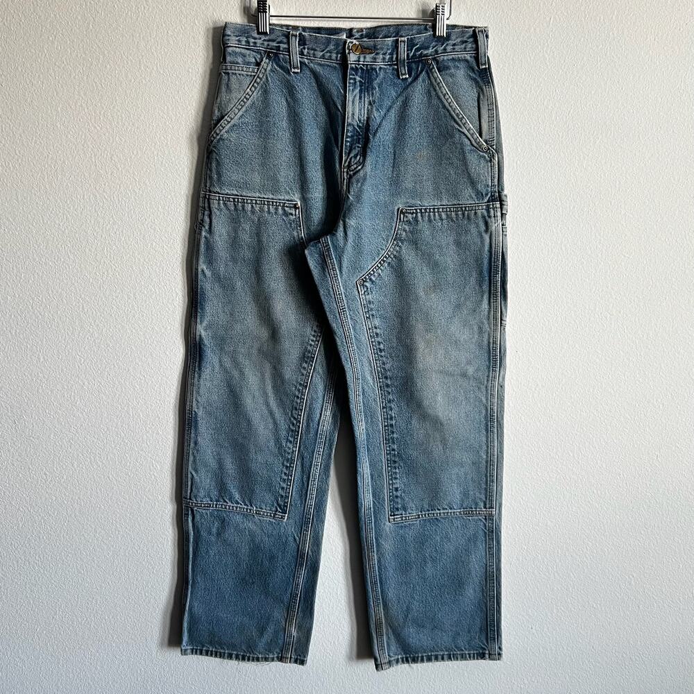 Carhartt B73 DST blue denim double knee work wear carpenter pants